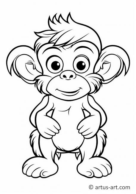 Página de colorir de macaco para crianças